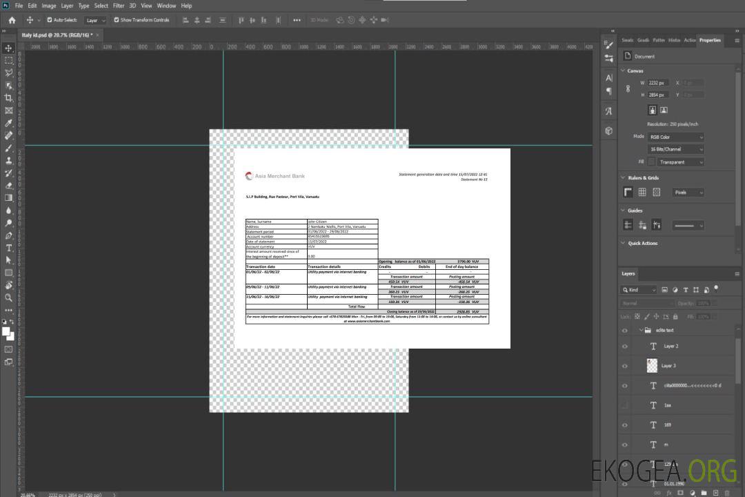 Relevé de banque marchande de Vanuatu Asie template